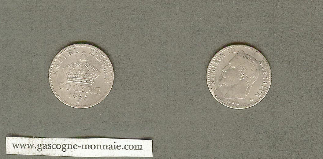 50 centimes Napoléon III 1866BB VF